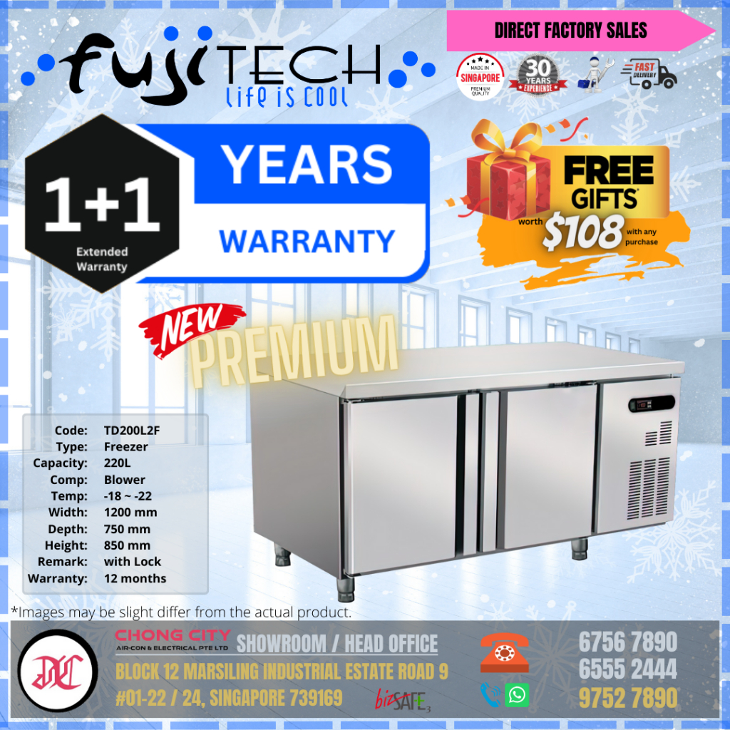 FUJITECH 2 DOOR COUNTERTOP FULL FREEZER (BLOWER) RIGHT COMPRESSOR ...