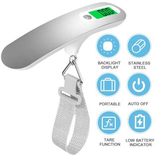 1pc 110lb/50kg Digital Luggage Scale, Portable Stainless Steel