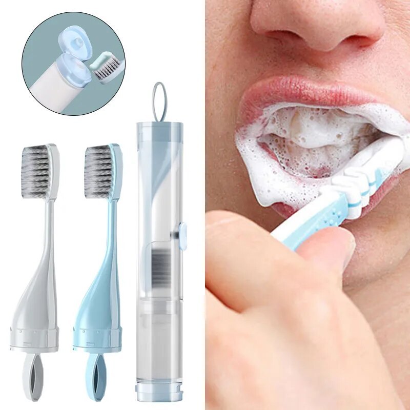 Toothbrush Travel Set Foldable Toothpaste Storage Tooth Brush Cleaning ...
