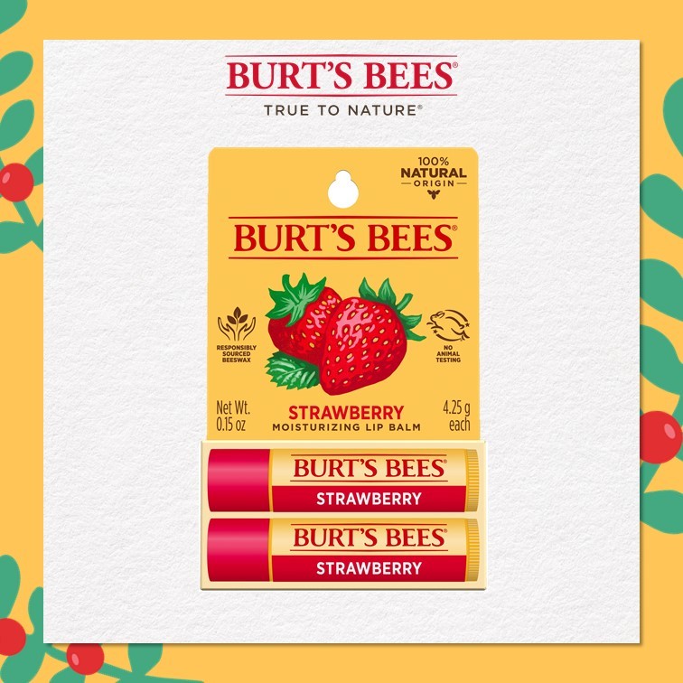 Burt's Bees Lip Balm Strawberry 48/0.15oz Blister TWIN PACK Shopee
