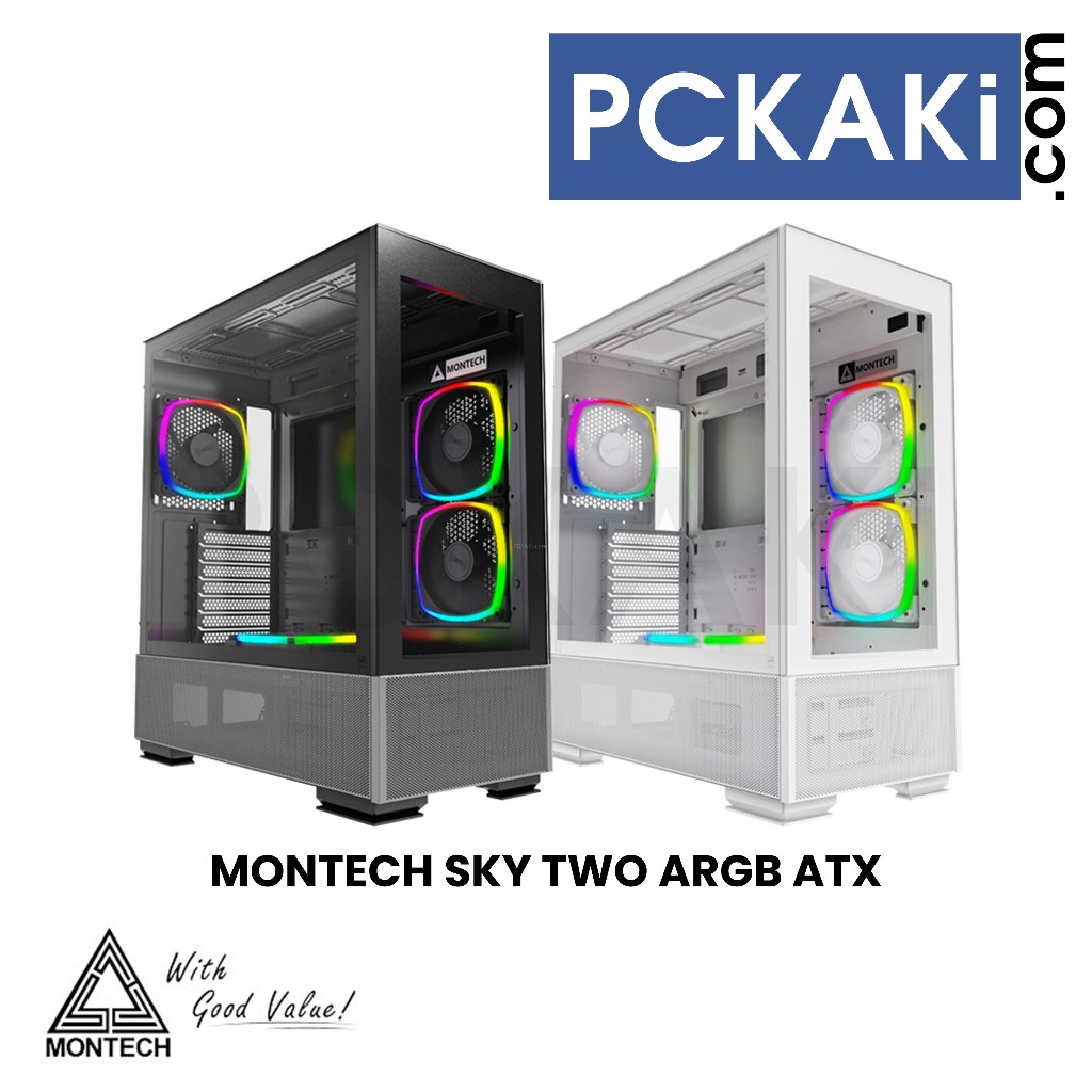 MONTECH SKY TWO / GX / ARGB / SKY ONE LITE - TG BLACK / WHITE ATX ...