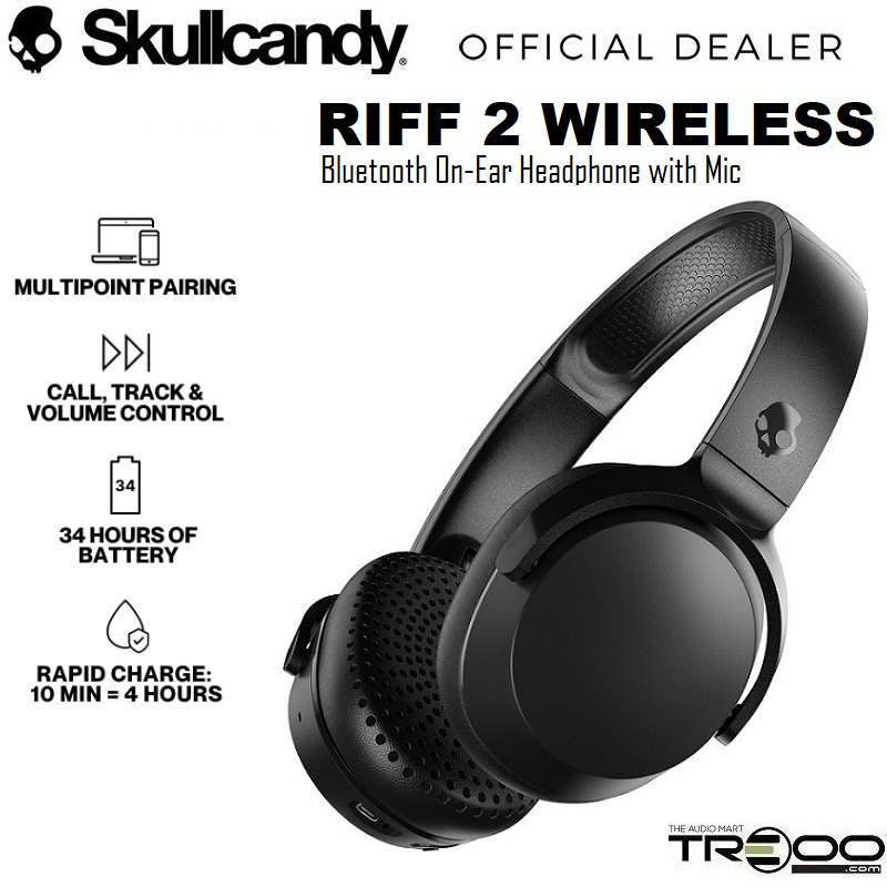 Skullcandy Riff Wireless 2 Wireless Bluetooth On-Ear Headphone with ...