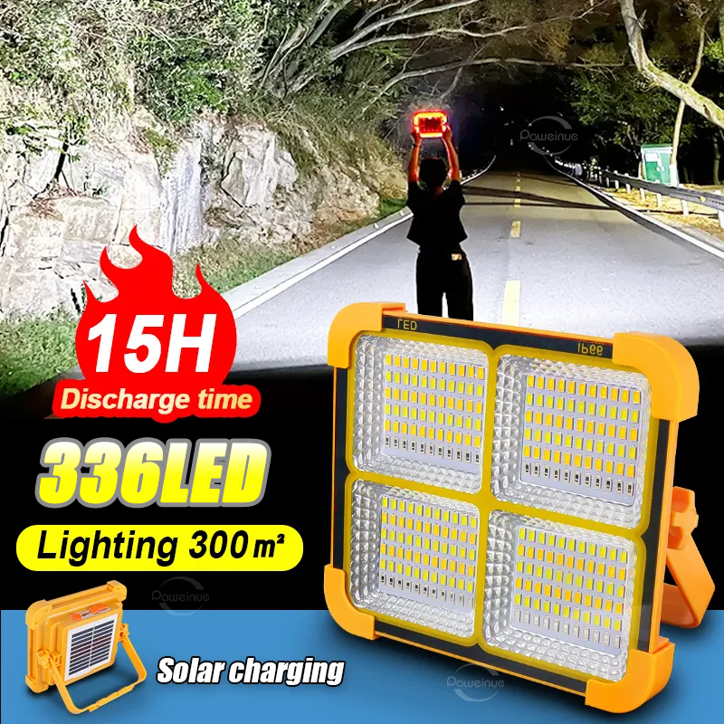 Product image 1000W Portable Solar Flood Light LED Camping Tent Light Rechargeable Spotlight Solar Light Outdoor Waterproof Work Light 1