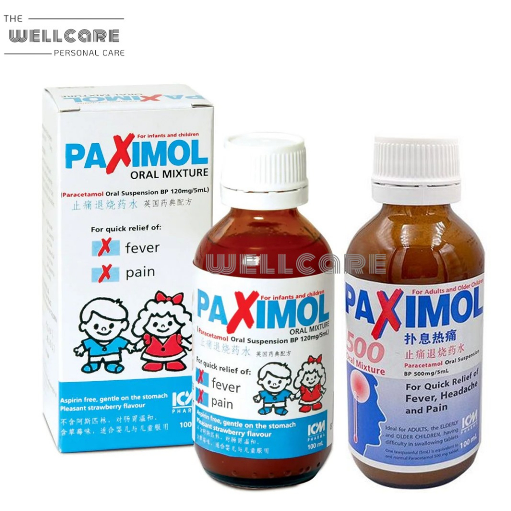 Paximol Paracetamol Oral Suspension for Infants & Children Fever Pain