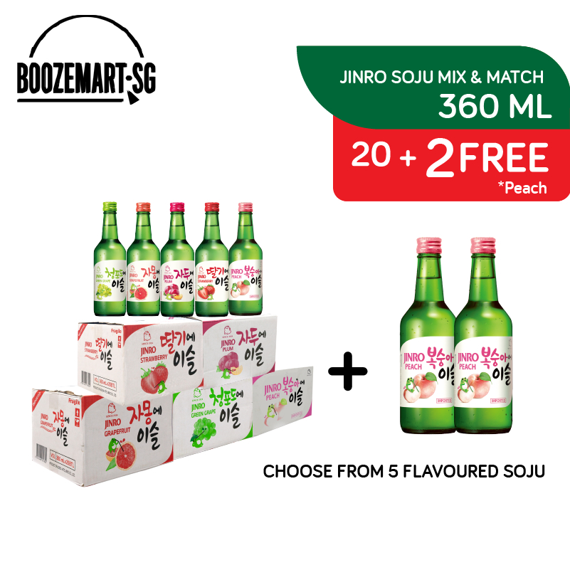JINRO SOJU Mix & Match Choose from 5 Flavours 360ml x 20's + 2 FREE
