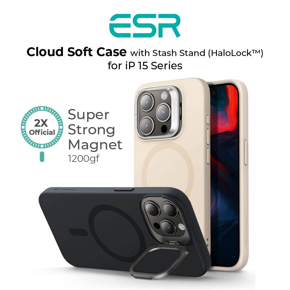 iPhone 15 Pro Max Cloud Soft Case with Stash Stand (HaloLock)