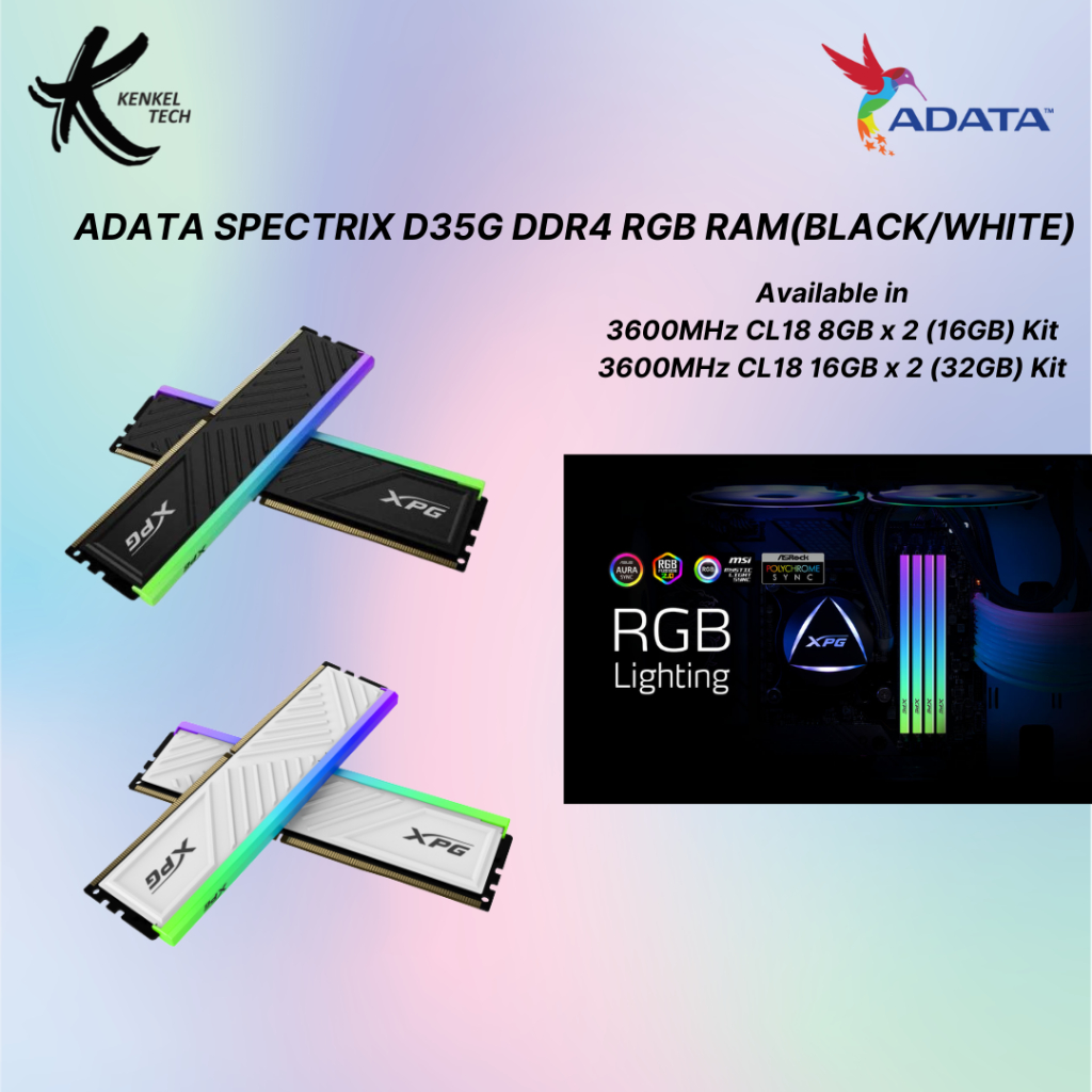 3600 Cl18 Ram 3200 Cl16 ADATA XPG SPECTRIX D35G RGB DDR4 RAM
