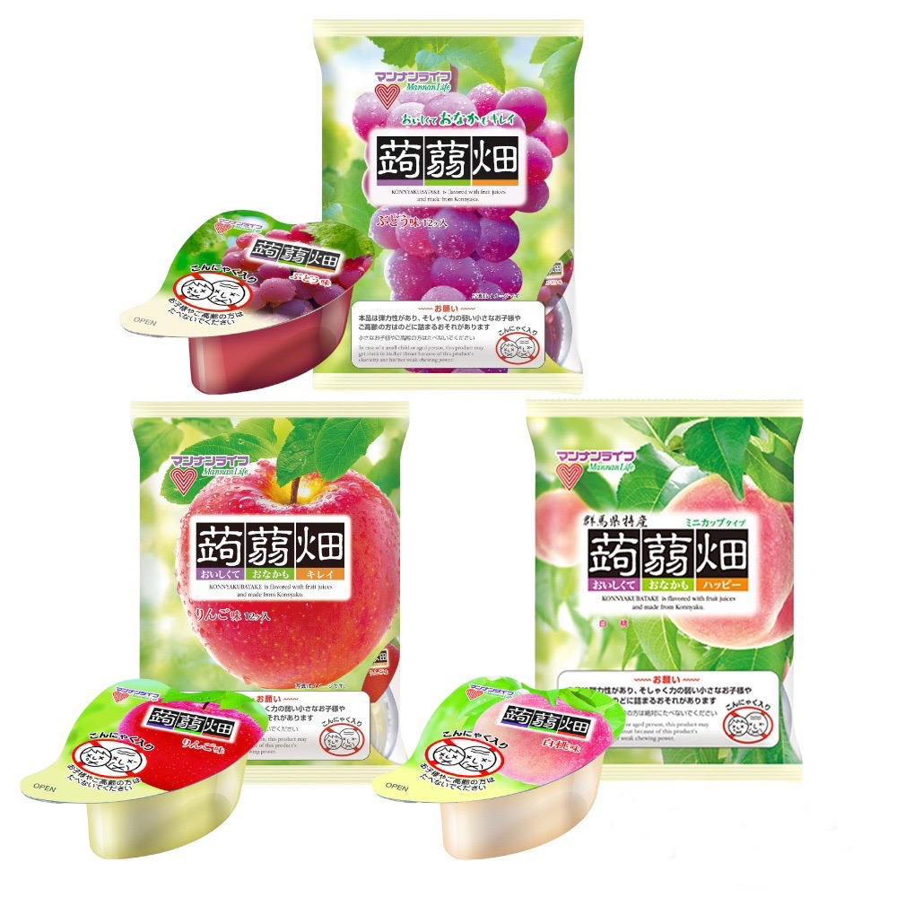 【Direct from Japan】Konnyaku Batake Jelly (Purple grap/White peach/Apple ...