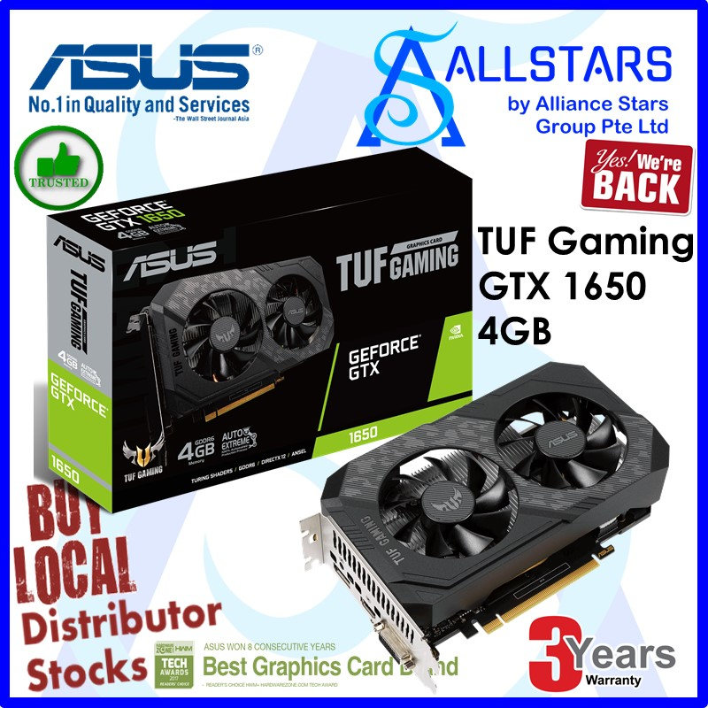 (ALLSTARS) ASUS GTX 1650 / GTX1650 Low Profile OC 4GB PCIExpress x16