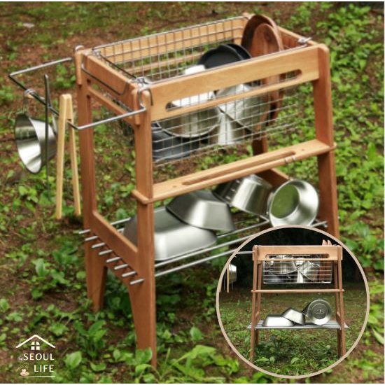 [SeoulLife] Wooden Dish drying rack with stain plate & SUS 304 wire