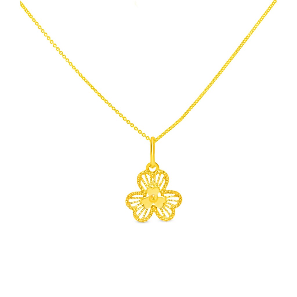 Citigems Twin Bloom Pendant in 916 Gold | Shopee Singapore