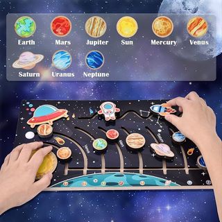 Wooden Puzzle Toy Solar System Model Science Toys Set Montessori