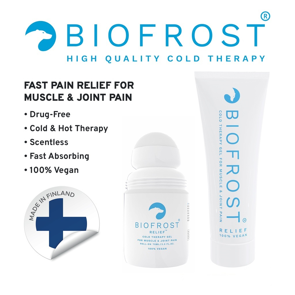 Biofrost Relief 75ml/100ml Gel Tube/Roll On, Cold Therapy Pain Relief ...