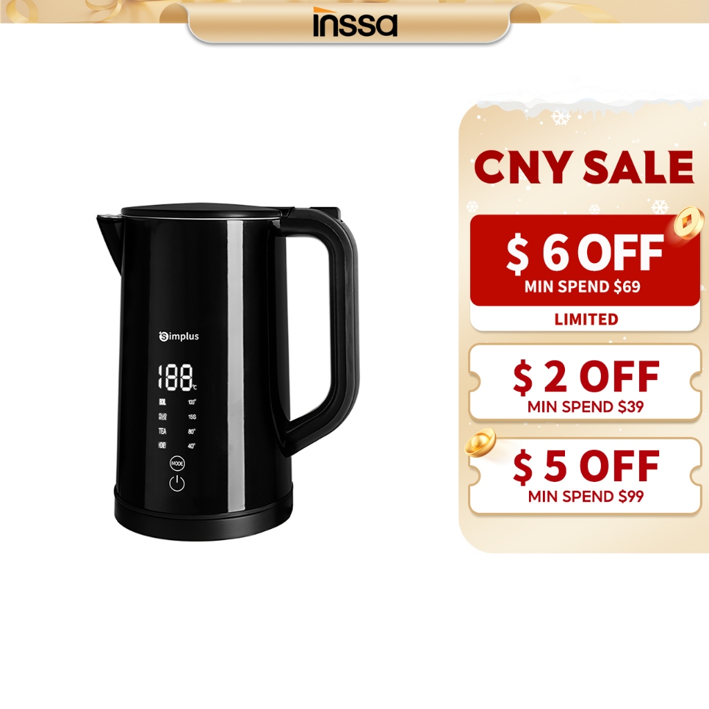 INSSA 1.8L Electric Kettle Digitial Screen RealTime Temperatre Display