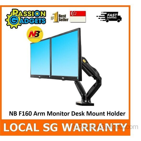 NB F160 Dual Monitor VESA Desk Mount Arm Stand 2 Computer LCD LED ...