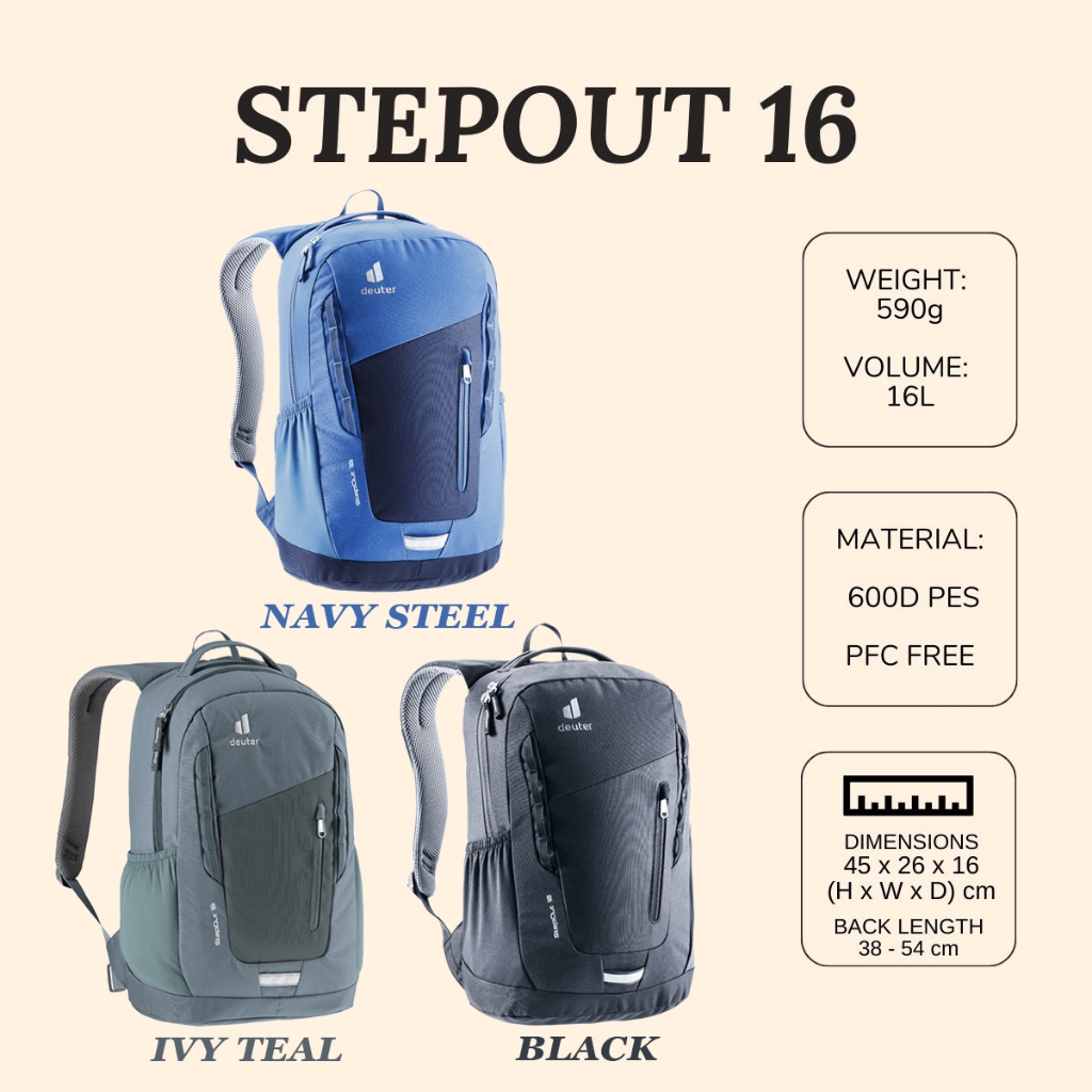 DEUTER STEPOUT 16L DAYPACK | Backpack | Ergonomic Design | Shopee Singapore