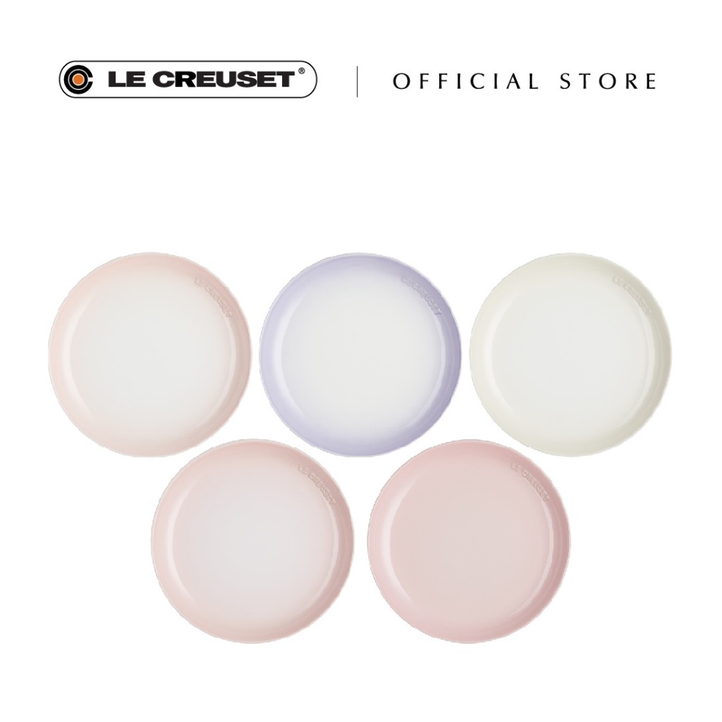 Le Creuset Stoneware Seoul Sphere Plate 22cm, Set of 5 - Meringue/Milky ...