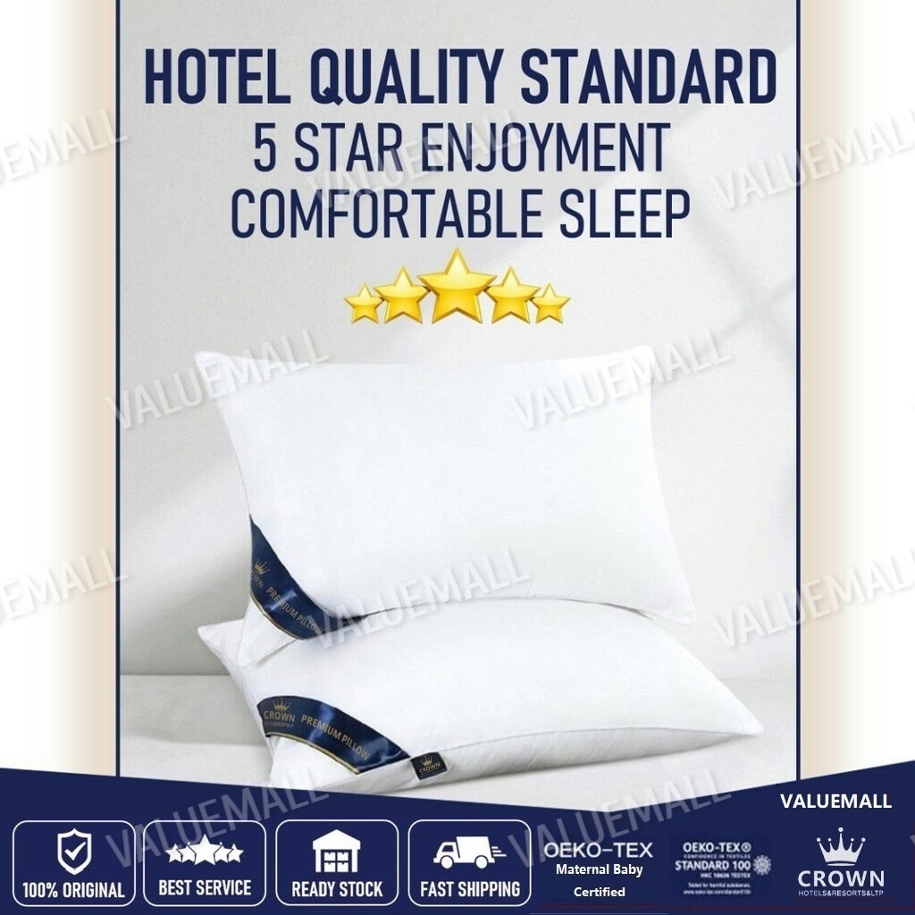 SG SELLER CROWN 5 STAR HOTEL PILLOW HIGH QUALITY PILLOW CORE FABRIC DOWN VELVET PILLOW 1000G 1200G 1500G Shopee Singapore