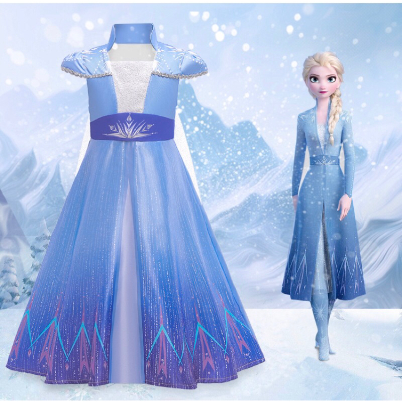 SG Seller Frozen2 EIsa Cosplay Elsa Dress Princess Costume Snow