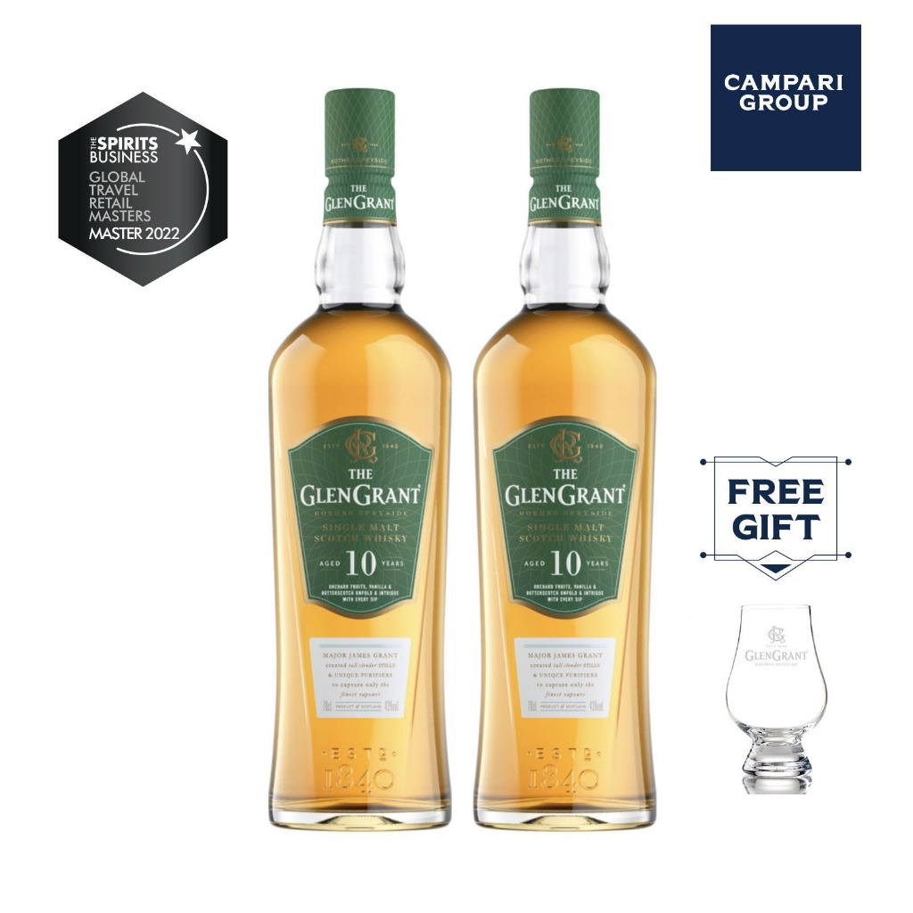 Glen Grant 10 Year Old Single Malt Scotch Whisky, 2 bottles x 700ml [FREE  GLENCAIRN GLASS]