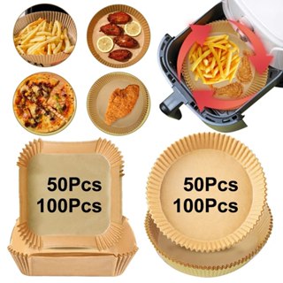 50pcs Rectangle Air Fryer Parchment Paper Liners, Silicone Coated Non-stick  Baking Sheets For Large Square Fryers