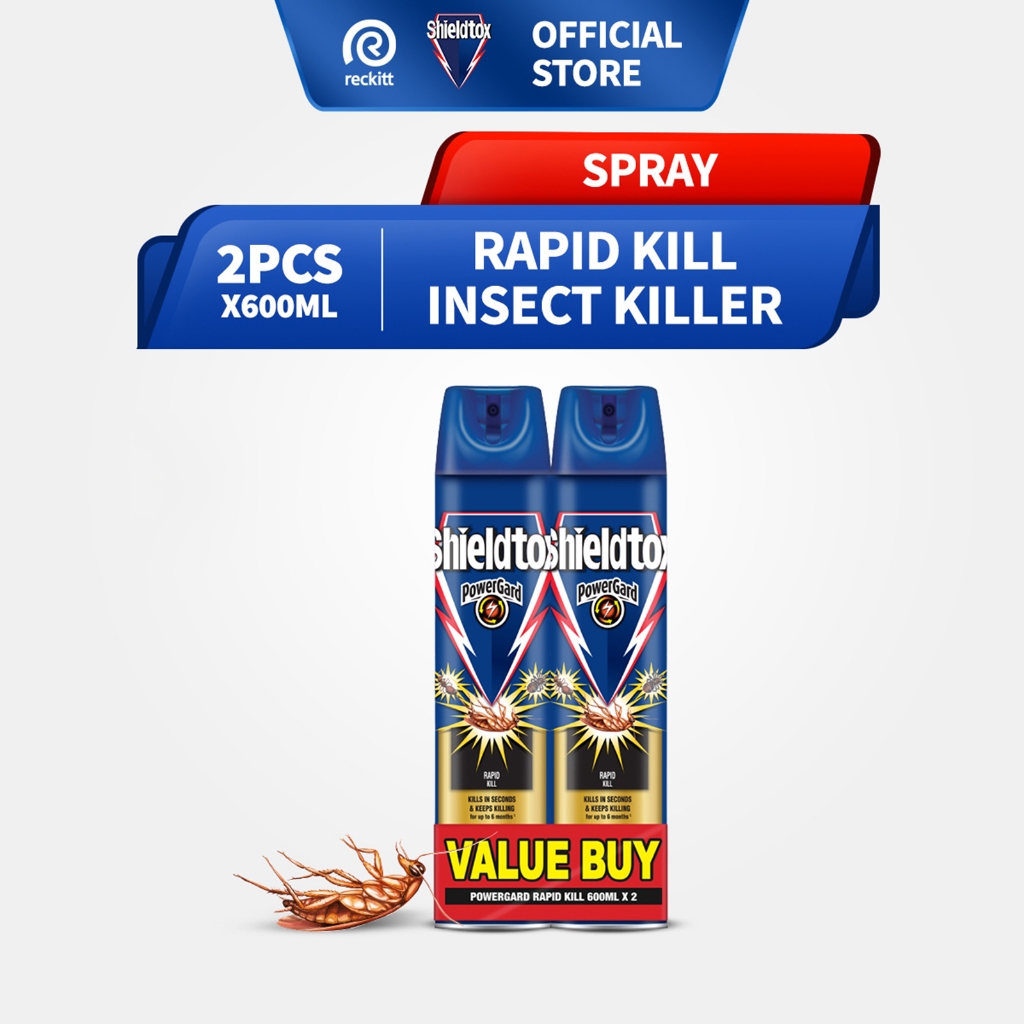 Shieldtox PowerGard Rapid Kill Insect Killer Spray 600ml Twin Pack 2s ...