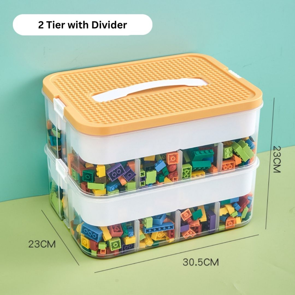 LEGO Inspired STORAGE BOX with Divider Stackable Transparent Clear Plastic Lightweight Multi Tier Toys Organiser Shopee Singapore