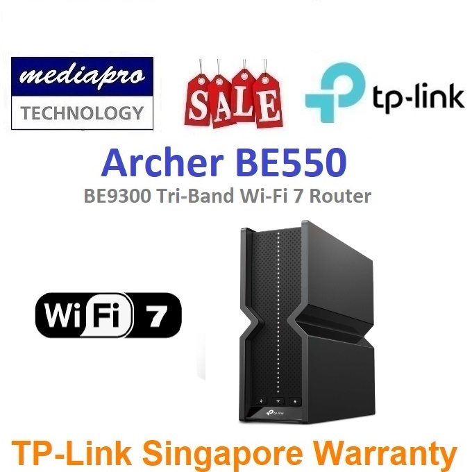 TPLink Archer BE550 BE9300 TriBand WiFi 7 Router 3 Year TPLink