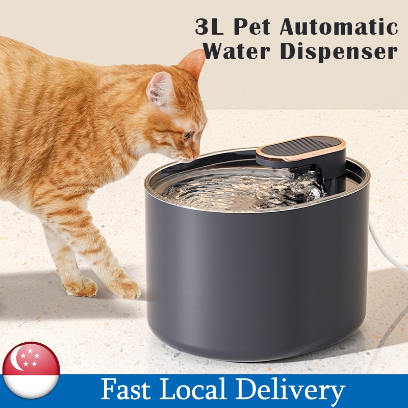 STOCK Pet Automatic Water Feeder Fountain Water Dispenser Automatic Bowl for Cat and Dogs with Filter 3L Shopee Singapore