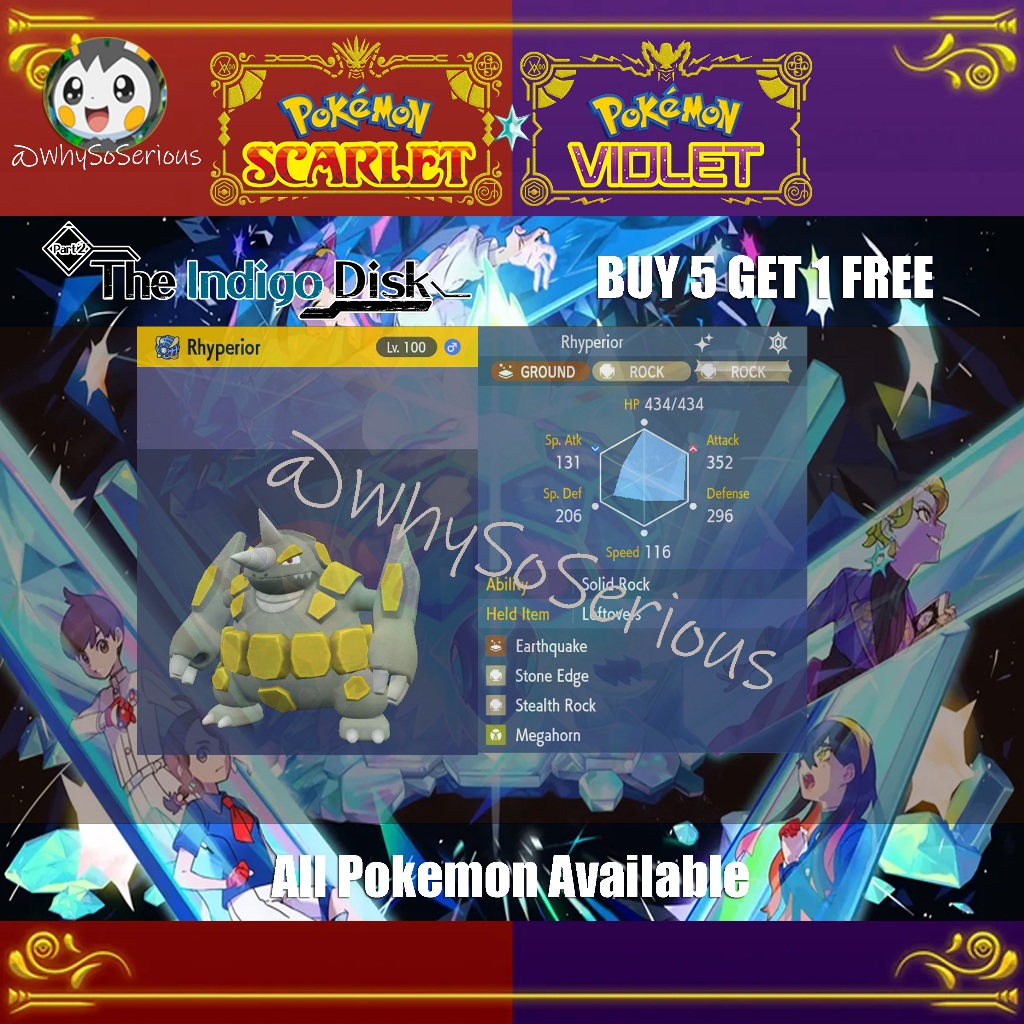 Pokemon Scarlet and Violet Shiny Battle Ready Rhyperior (Digital Game ...