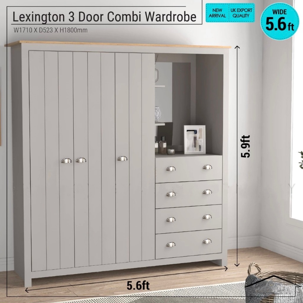 Lexington 3 drawer combi wardrobe hotsell