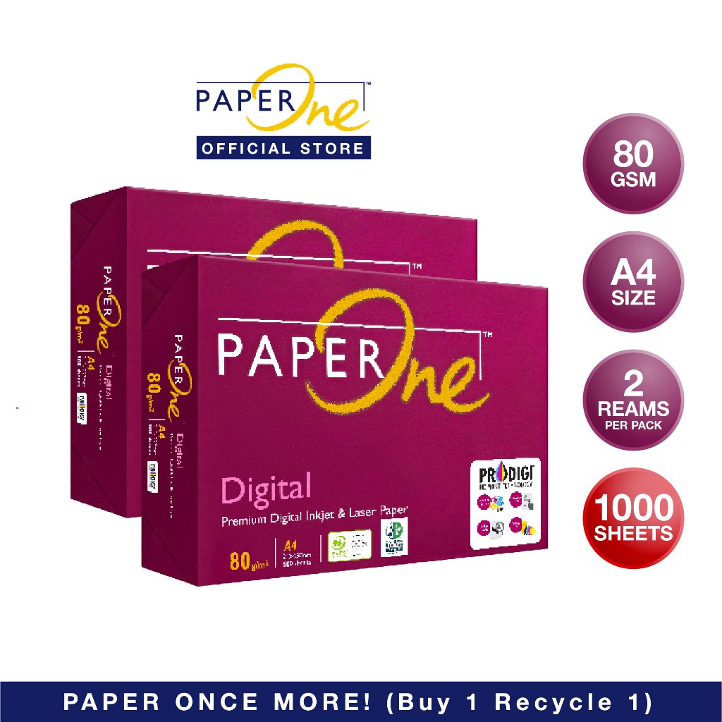 Paperone™ Digital Premium Quality 85gsm 80gsm Carbon Neutral Copy Paper A4 2 Reams Shopee 1730