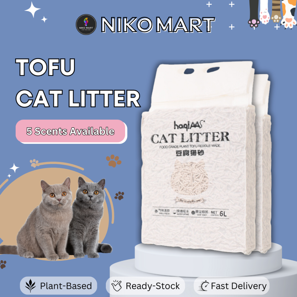 Tofu Cat Litter (6L) 2.35kg Tofu Litter Cleaning Clump Flushable [SG Stock] Shopee Singapore