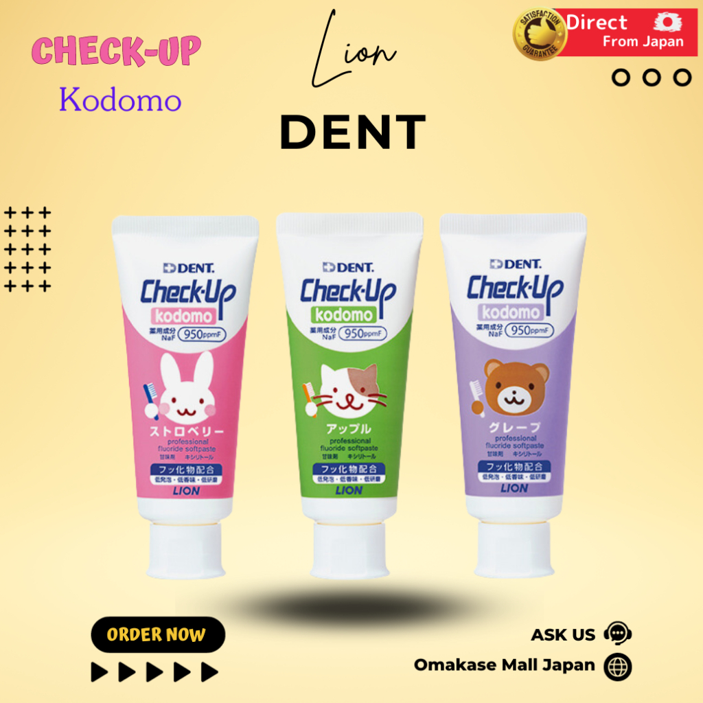 LION Dent CheckUp Kodomo 60g Toothpaste For Kids Fluoride Paste