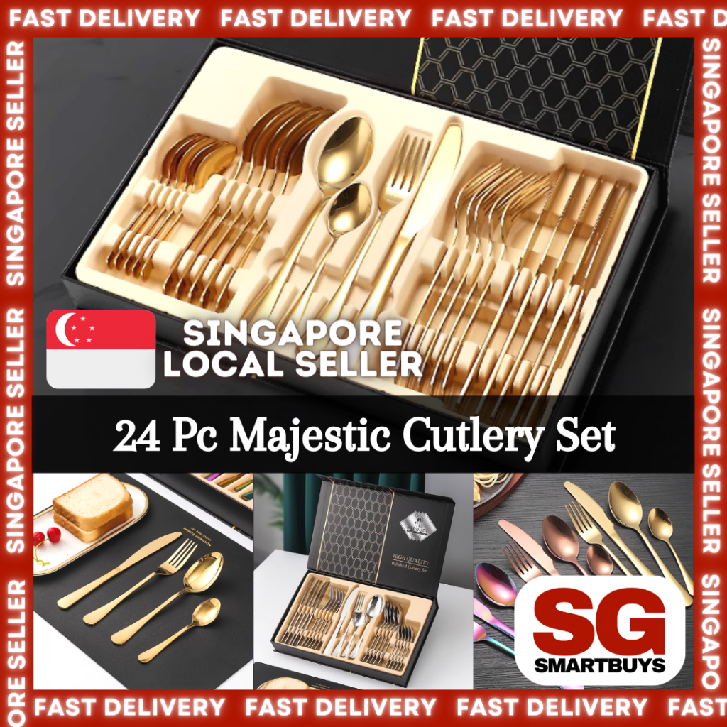 🇸🇬 [SGSMARTBUYS] Set Of 12/24 Gold Cutlery Utensil Set Silver Rose Gold