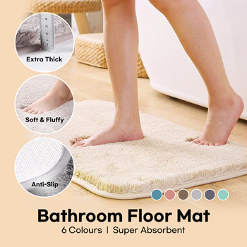 【SG Seller】Floor Mat Bathroom Mat Bath Absorbent Soft Shaggy Extra ...