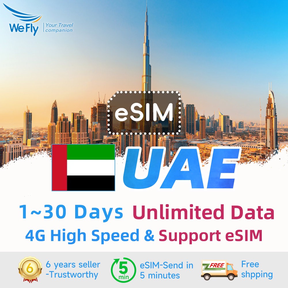 Wefly UAE eSIM 1-30 Days Unlimited 4G Data Daily 500MB/2GB Dubai eSIM ...