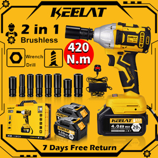 KEELAT KID003 Impact Wrench Cordless 20V 4Ah Battery 420N.m 1/2 in