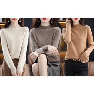Autumn And Winter New Thick Cashmere Sweater Women High Neck Pullover  Sweater Warm Loose Knitted Base Sweater Jacket Tops