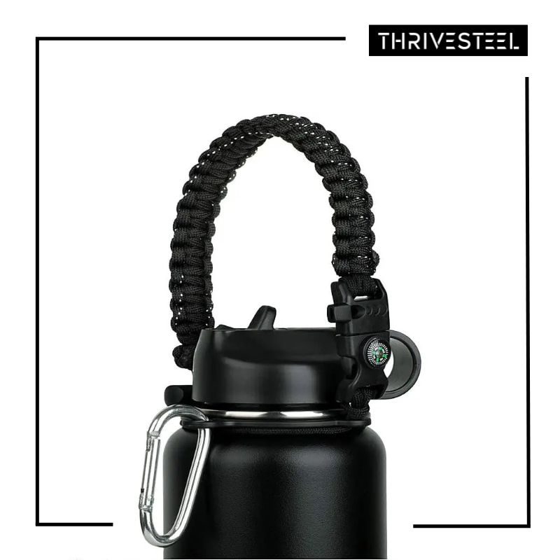 Thrivesteel Paracord Handle Water Bottle Strap Fits Wide Mouth Bottles, with Safety Loop