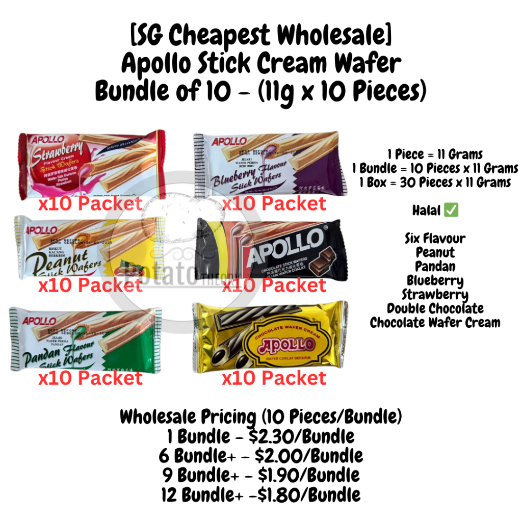 Apollo Wafer Stick Biscuit (11g x 10 Pkt Bundle) Shopee Singapore
