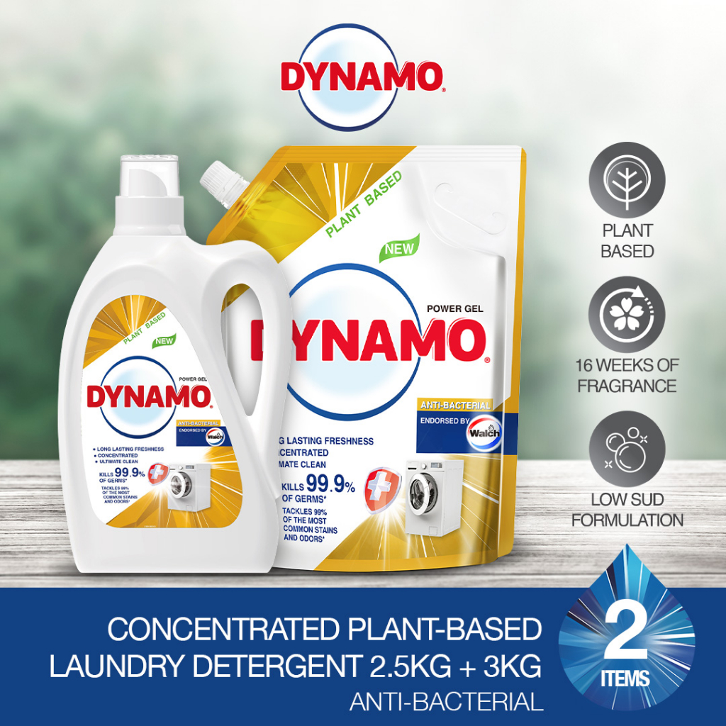 DYNAMO Plant Based Laundry Liquid Detergent 2.5kg/2.7kg + Refill Pack