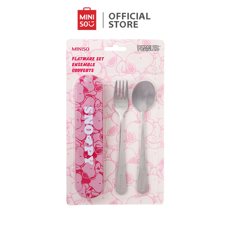 MINISO Snoopy Collection Flatware Set (Fork & Spoon) Shopee Singapore