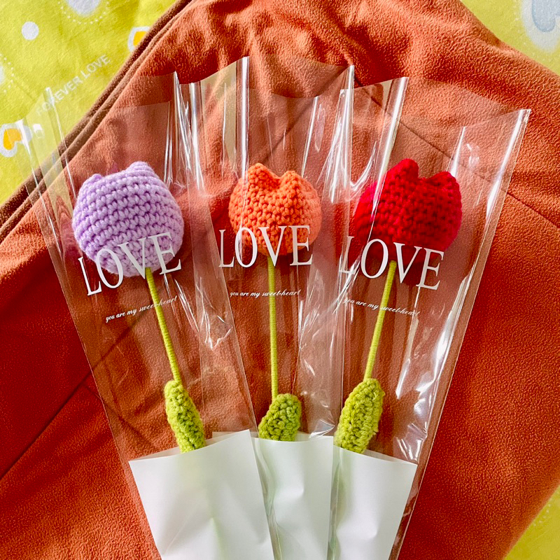 [SG SELLER] Single Stalk Tulip Crochet Flowers Everlasting Artificial