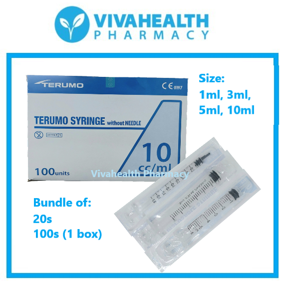 STERILE Terumo Syringes without needles 1mL/3mL/5mL/10mL/50mL Shopee