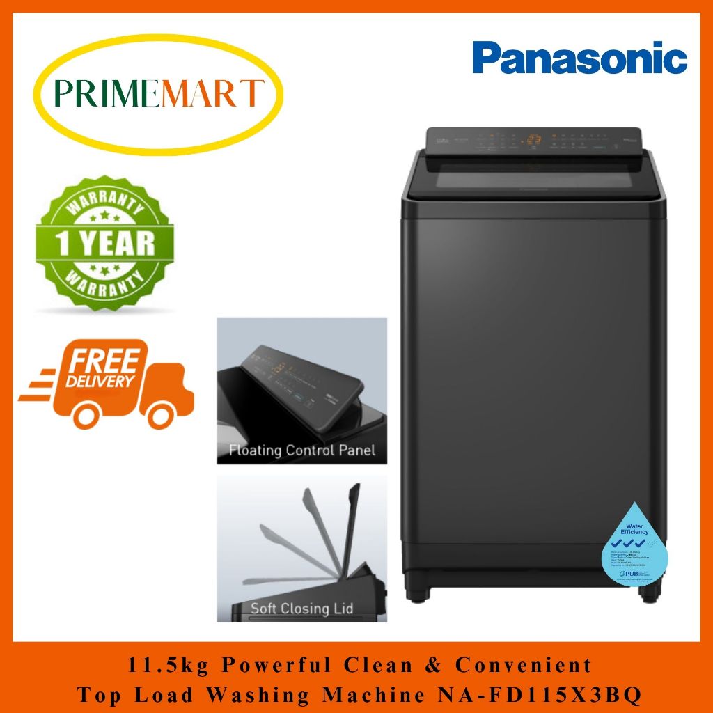PANASONIC NAFD115X3BQ 11.5KG TOP LOAD WASHER 1 YEAR WARRANTY + FREE DELIVERY & INSTALL