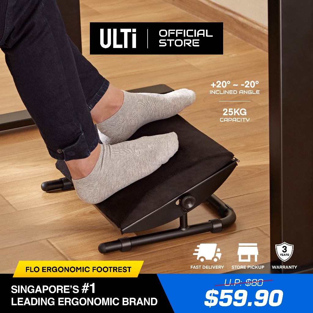 ULTi Ergonomic Footrest, Angle Tilt Adjustable with Anti-Fatigue ...