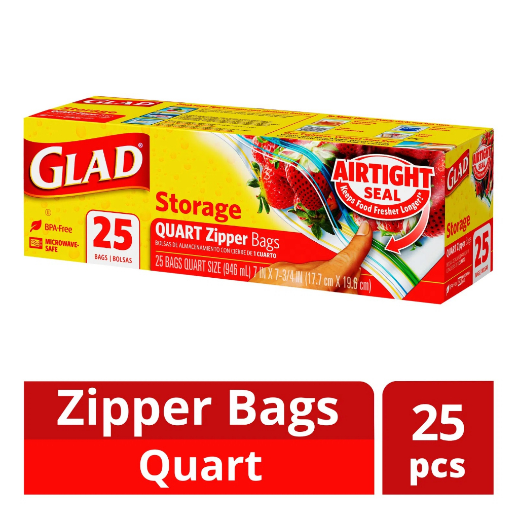 Glad Storage Quart Zipper Bags 25pcs Shopee Singapore
