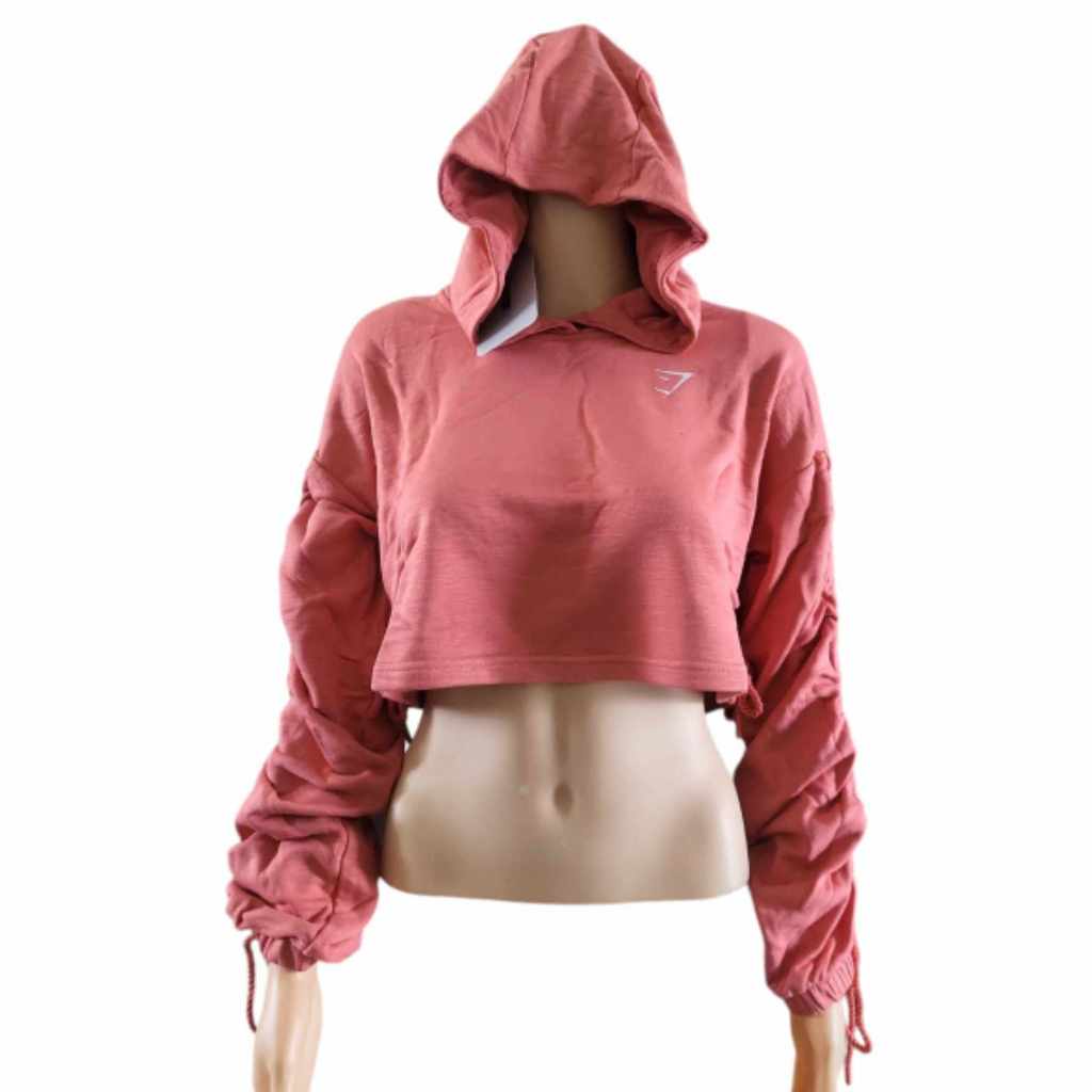 Original Gymshark Ruched cropped hoodie size small moroccan brick