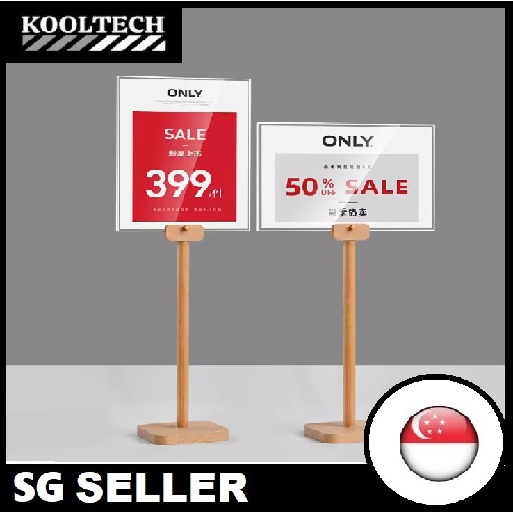 Display Stand wooden Adjustable Height Round Corner sign stand Poster